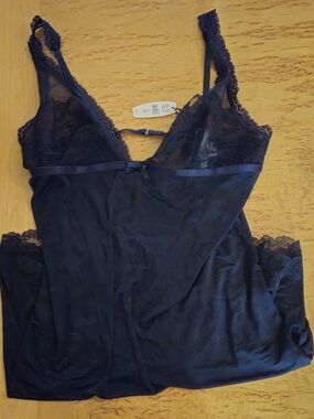 Victoria's Secret Black Lace-Trim Chemise
